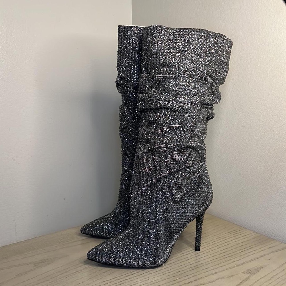 COPY - SPARKLING GLITTER SILVER HEEL BOOTS BY JESSICA SIMPSON